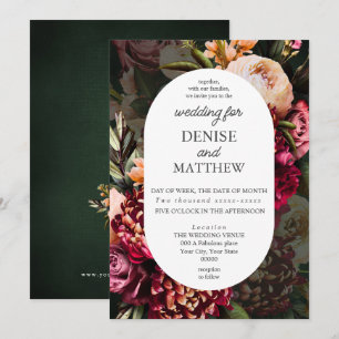 Romantic Chrysanthemum on Emerald Wedding Invitation