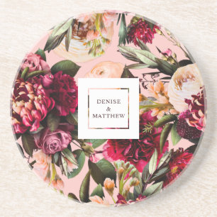 Romantic Chrysanthemum on Gossamer Pink Coaster
