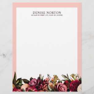 Romantic Chrysanthemum on Gossamer Pink Custom Letterhead