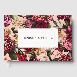 Romantic Chrysanthemum on Gossamer Pink Guest Book