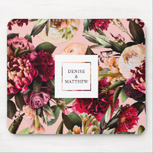 Romantic Chrysanthemum on Gossamer Pink Mouse Pad