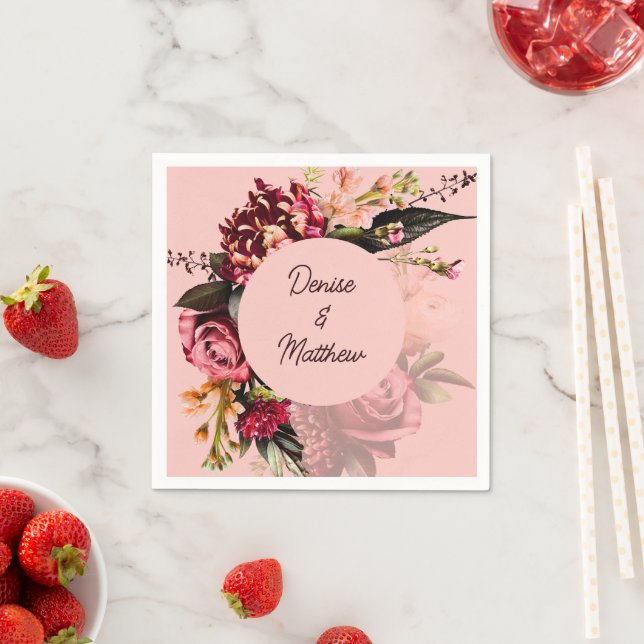 Romantic Chrysanthemum on Gossamer Pink Napkin (Insitu)