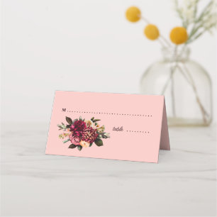 Romantic Chrysanthemum on Gossamer Pink Place Card