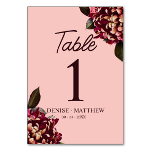 Romantic Chrysanthemum on Gossamer Pink Table Number