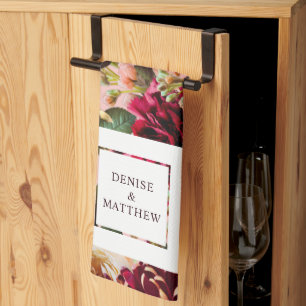 Romantic Chrysanthemum on Gossamer Pink Tea Towel