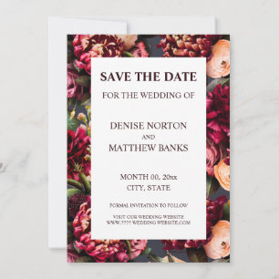 Romantic Chrysanthemum on Polar Night Save Date Invitation