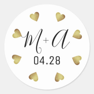 romantic circle of small hearts of love white classic round sticker