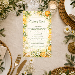 Romantic Citrus Wedding Enclosure Card