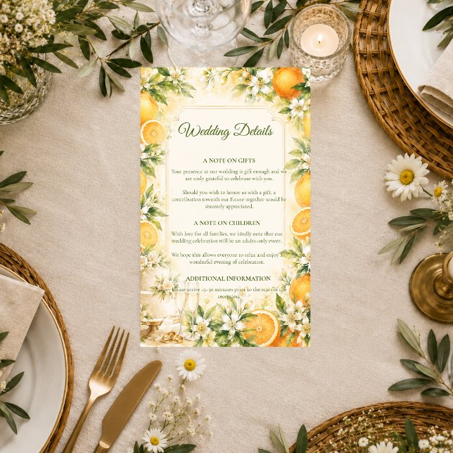 Romantic Citrus Wedding Enclosure Card (Creator Uploaded)