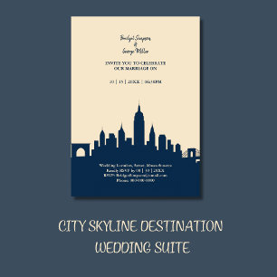 Romantic City Skyline Destination Wedding Invitation