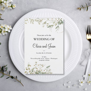 Romantic clasic, white flowers invitation