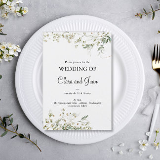 Romantic clasic, white flowers invitation