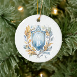 Romantic Classic Blue Monogram Crest Wedding Ceramic Tree Decoration<br><div class="desc">Romantic Blue Monogram Crest Wedding keepsake ornament. This design is part of a classy and elegant monogram wedding collection with more matching items.</div>