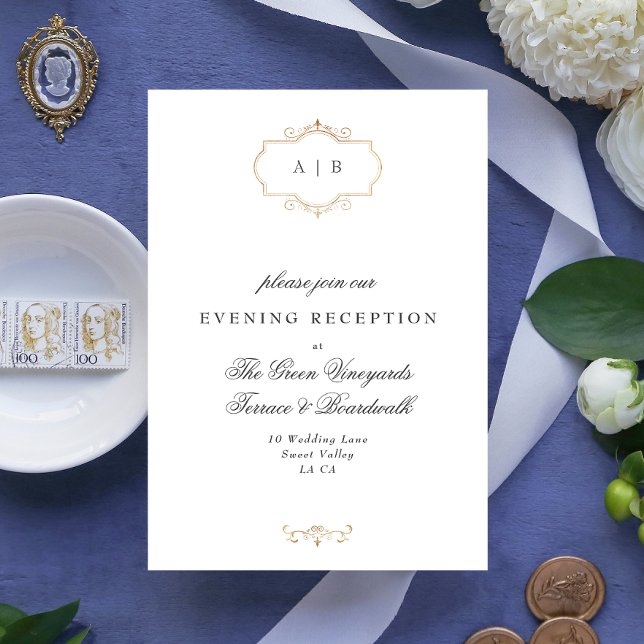 romantic classic gold monogram wedding enclosure card (Creator Uploaded)