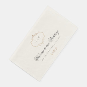 romantic classic gold monogram wedding napkin