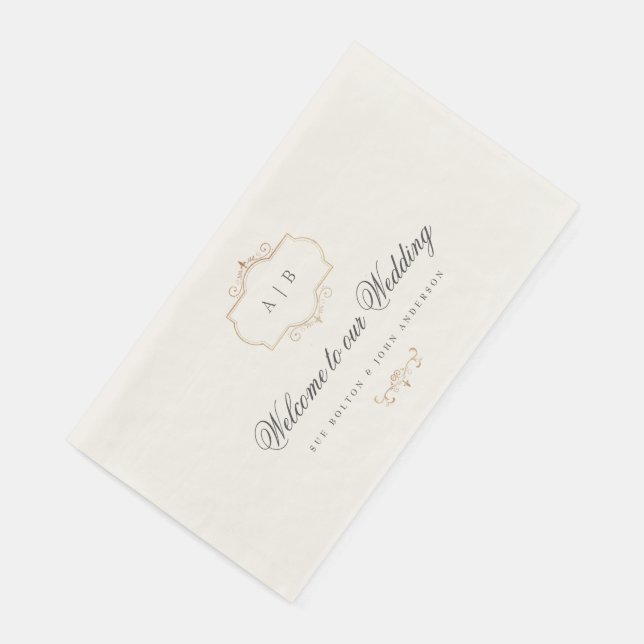 romantic classic gold monogram wedding napkin (Corner)