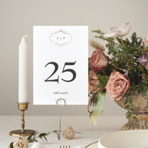 romantic classic gold monogram wedding table number