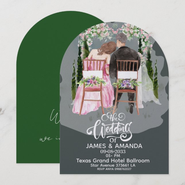 Romantic Classic On Budget Wedding  Invitation (Front/Back)