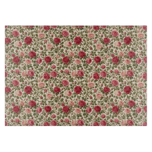 Romantic Classic Rose Vine Art Cutting Board (Front)