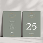 romantic classic sage green gold monogram wedding table number<br><div class="desc">This design is part of a collection - please contact us if you need any additional stationery
*not real foil</div>