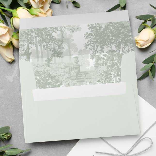 Romantic Classic Sage Green Landscape Toile Envelope (Creator Uploaded)