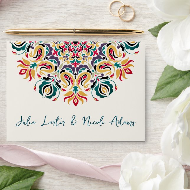 Romantic Classical Pearl Swan Floral Frame Wedding Envelope (Wedding)