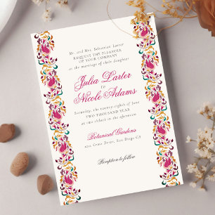 Romantic Classical Pearl Swan Floral Frame Wedding Invitation