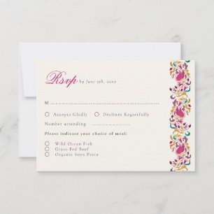 Romantic Classical Pearl Swan Floral Frame Wedding RSVP Card