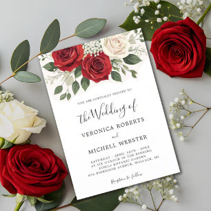 Romantic Classy and Beautiful Floral Rose Wedding Invitation