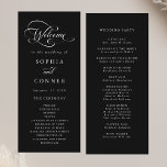 Romantic Classy Calligraphy Wedding Black Ceremony Programme<br><div class="desc">This black and white wedding ceremony program features elegant,  romantic swirly calligraphy lettering with a formal script. For more advanced customisation of this design,  please click the BLUE DESIGN TOOL BUTTON above!</div>