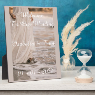 Romantic Coastal Beach Wedding Welcome Ceremony Plaque