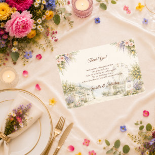 Romantic Coastal Garden Wedding Thank You Card