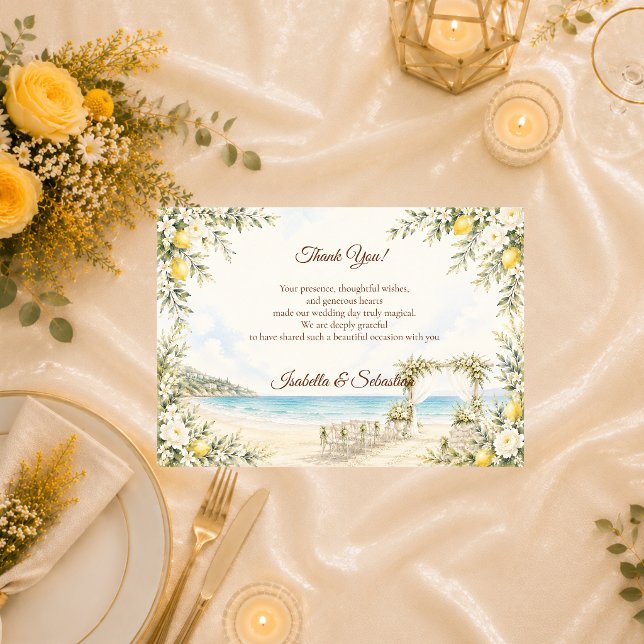 Romantic Coastal Wedding Thank You Card (Creator Uploaded)
