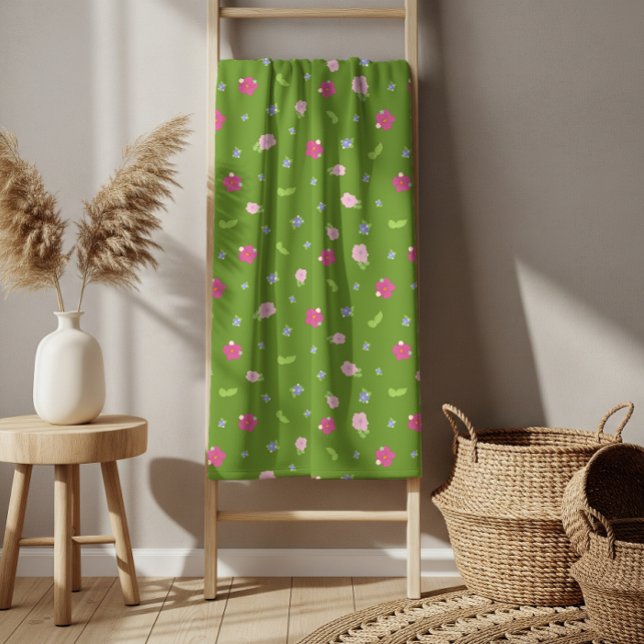 Romantic Colourful Chic Floral Pattern  Bath Towel (Colorful Flowers Pattern Bath Towel Set)