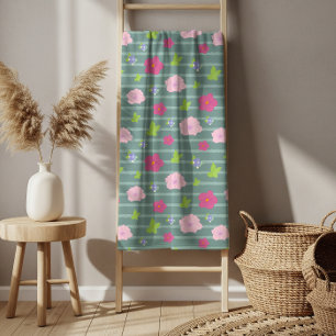 Romantic Colourful Chic Floral Pattern Trendy  Bat Bath Towel Set