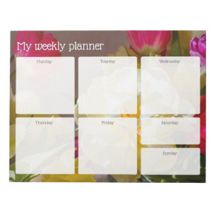 Romantic colourful Floral Weekly Planner Notepad