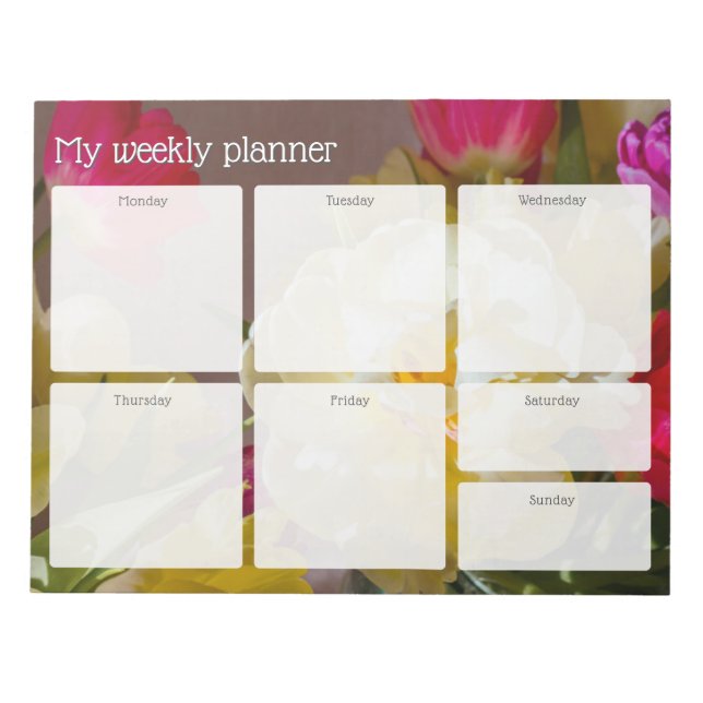 Romantic colourful Floral Weekly Planner Notepad (Front)