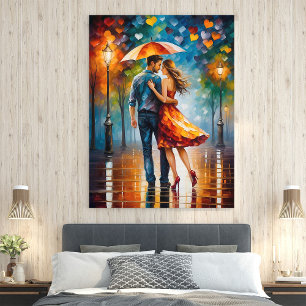 Romantic Colourful Love Is In The Air On Wood  Poster