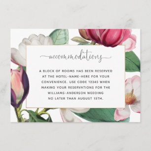Romantic Colourful Magnolia Floral Accommodations Enclosure Card