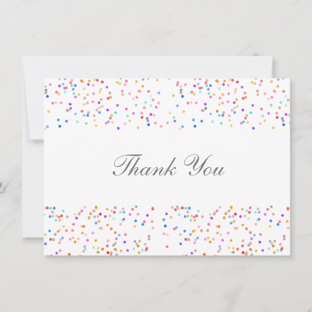 Romantic Colourful Rainbow Confetti  Thank You Card (Front)