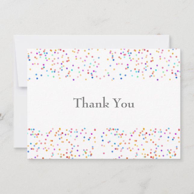 Romantic Colourful Rainbow Confetti Wedding Thank You Card (Front)