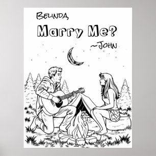 Romantic Colouring Page   Marry Me? Poster