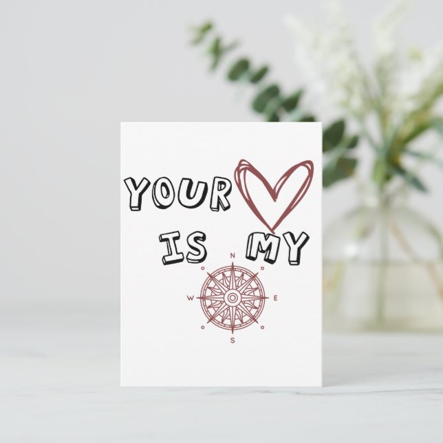 Romantic Compass Love Quote Gift  Postcard (Standing Front)