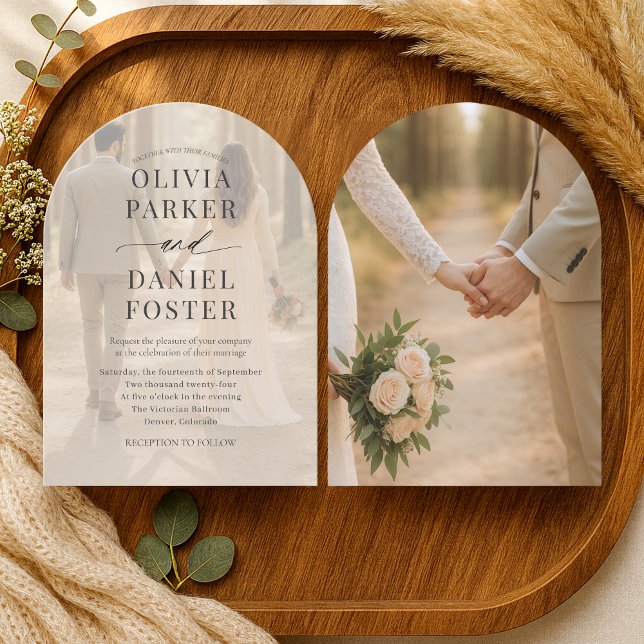 Romantic Contemporary Photo Overlay Wedding Invitation (Creator Uploaded)