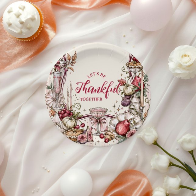 Romantic Coquette Friendsgiving Dinner Paper Plate (Creator Uploaded)
