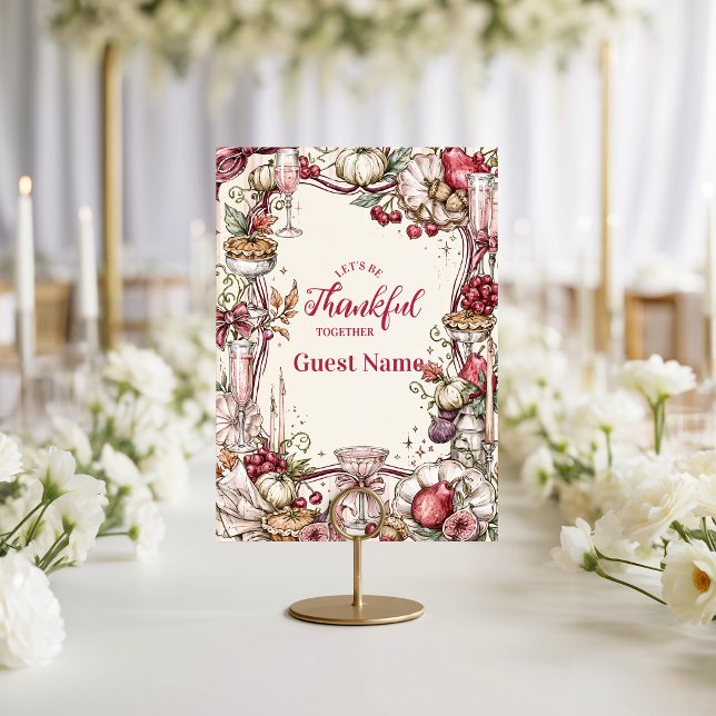 Romantic Coquette Friendsgiving Dinner Place Card (Creator Uploaded)