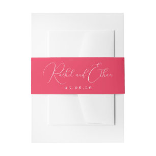 Romantic Coral Calligraphy Invitation Belly Band