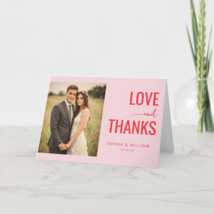 Romantic Coral Photo Thank You Card
