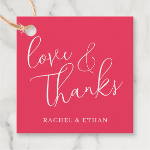 Romantic Coral Pink Calligraphy Favour Tags