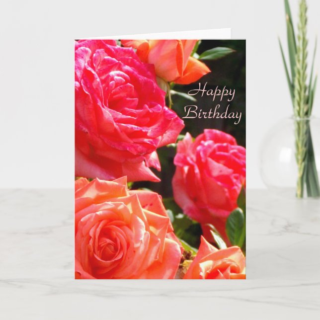 Romantic Coral roses Card (Front)